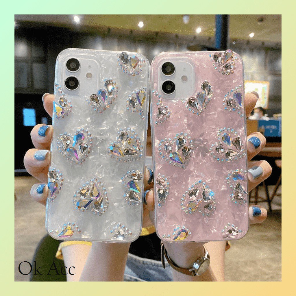 Soft case Glitter bentuk Hati Iphone 7 8 SE 7+ 8+ X Xr Xs Max 11 Pro Max 12,Oppo Reno 4 4F 5 FH10