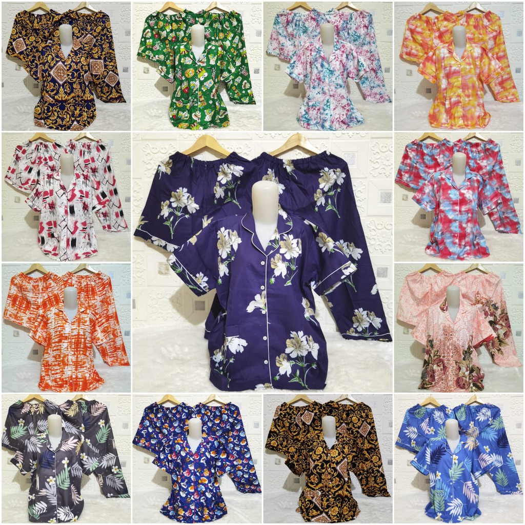 ISANNY PIYAMA SET 3in1 SIZE.XXL/PIYAMA TIE DIE /SULTAN/BUNGA/PYAMA DEWASA/ READY STOK