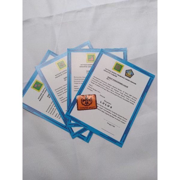 

SERTIFIKAT/SURAT TANDA LULUS TKK SAKA BAHARI