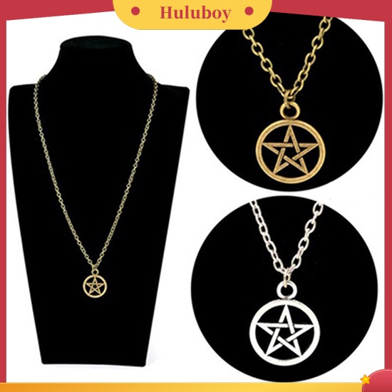 Hu Hu Hu Hu Hu Alat Bantu Pasang Kacamata♡ Kalung Rantai Liontin Bintang Pentagram Hollow Keren Untuk Pria / Wanita