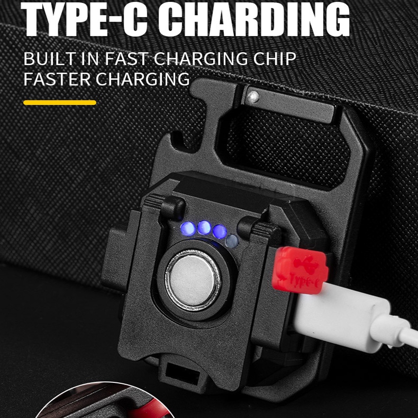 1 Set Lampu Senter LED COB Mini 4 Mode Dengan Gantungan Kunci + Port Charger USB