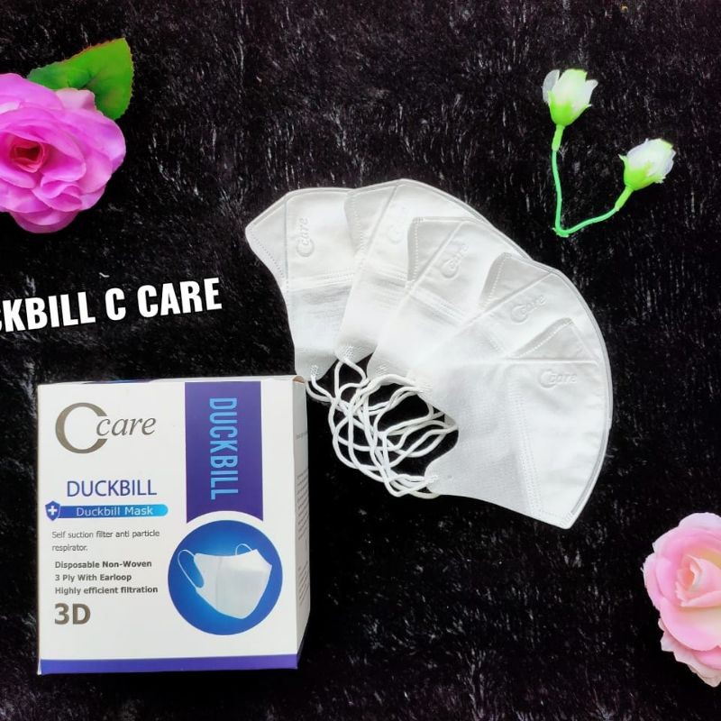 Masker duckbill 3ply c care ocare garis mirip sensi putih hitam abu abu grey