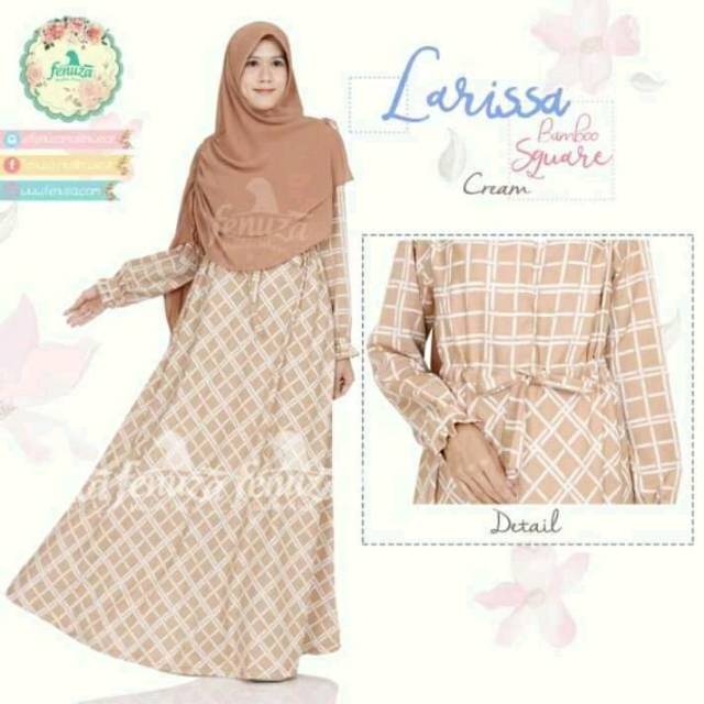 BEST SELLER LIMITED Gamis Fenuza Larissa Bamboo Series Crem - baju gamis wanita busana muslim