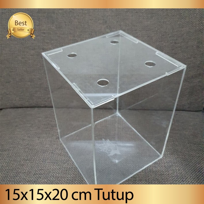 Aquarium acrylic solitare 15x15x20 cm - 2 mm + tutup