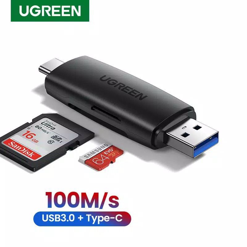 UGREEN 2 in 1 Card Reader USB 3.0 Type C OTG Adapter TF/SD/MicroSD/Memory Card