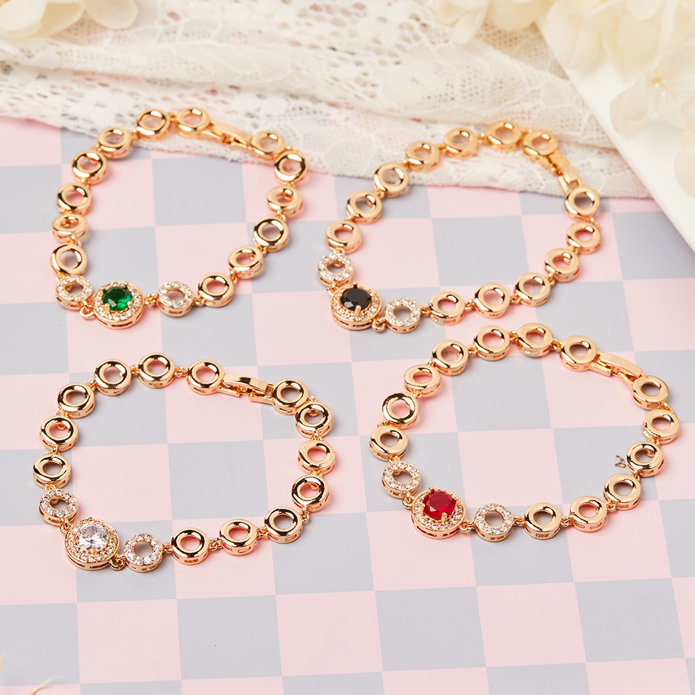 Y314 Gelang Titanium Rantai Permata Wanita Gelang Wanita Anti Karat Lapis Emas Aksesoris Fashion