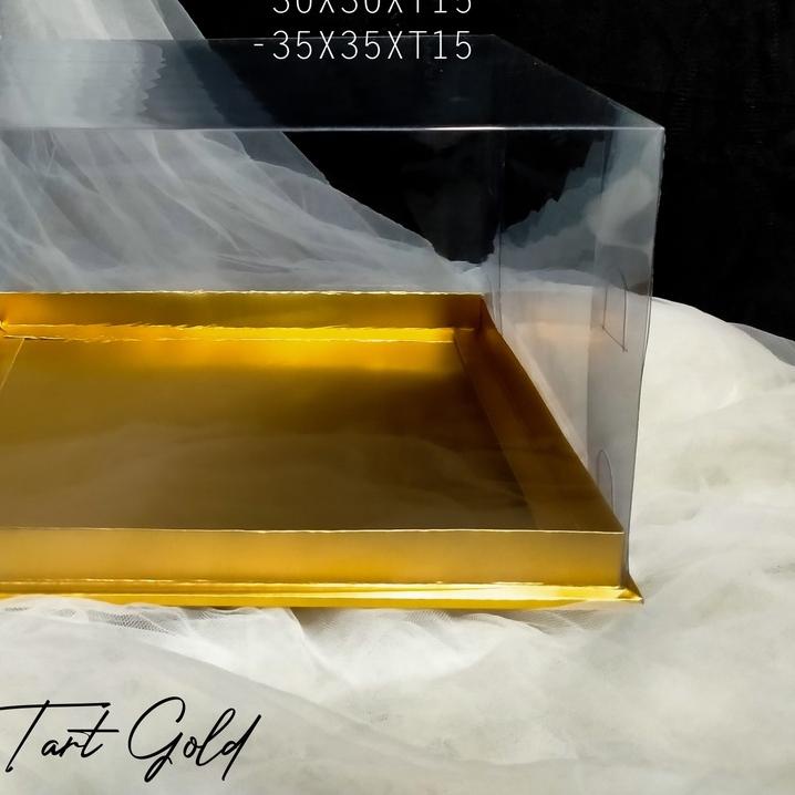 

❆ BOX KUE TART MIKA GOLD UKURAN 20X20XT15 ♣
