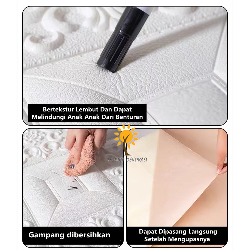 1 Wallpaper Dinding 3D Corak kotak-kotak 70*70cm Walpaper Stiker Dinding Dekorasi Kamar Best Seller-3