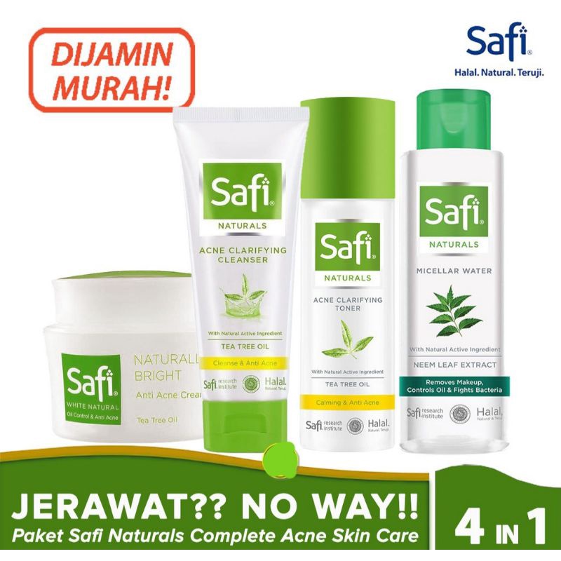 Paket Safi Naturals Complete Acne Skin Care| Paket Perawatan Kulit Berjerawat Safi | FREE SAMPO SAFI