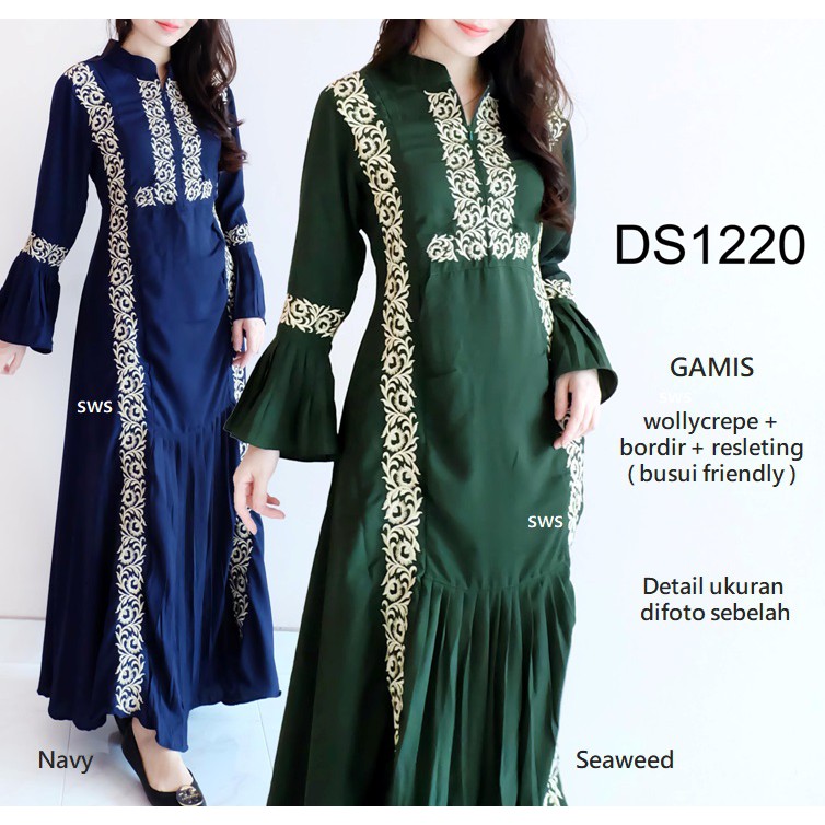 DS1220 - HOMEY DRESS WOLLYCREPE BORDIR DRESS MUSLIM KONDANGAN WANITA BUSUI FRIENDLY GAMIS MURAH