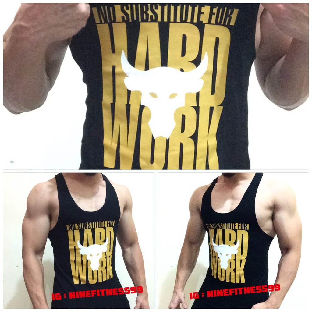 Singlet fitness pria UA BULL BLACK S04