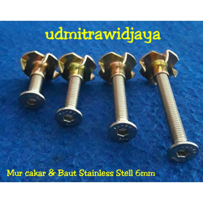 Baut speaker M6 stainless baut mur cakar 6mm baut box speaker baut tirus verseng ss flat socket L