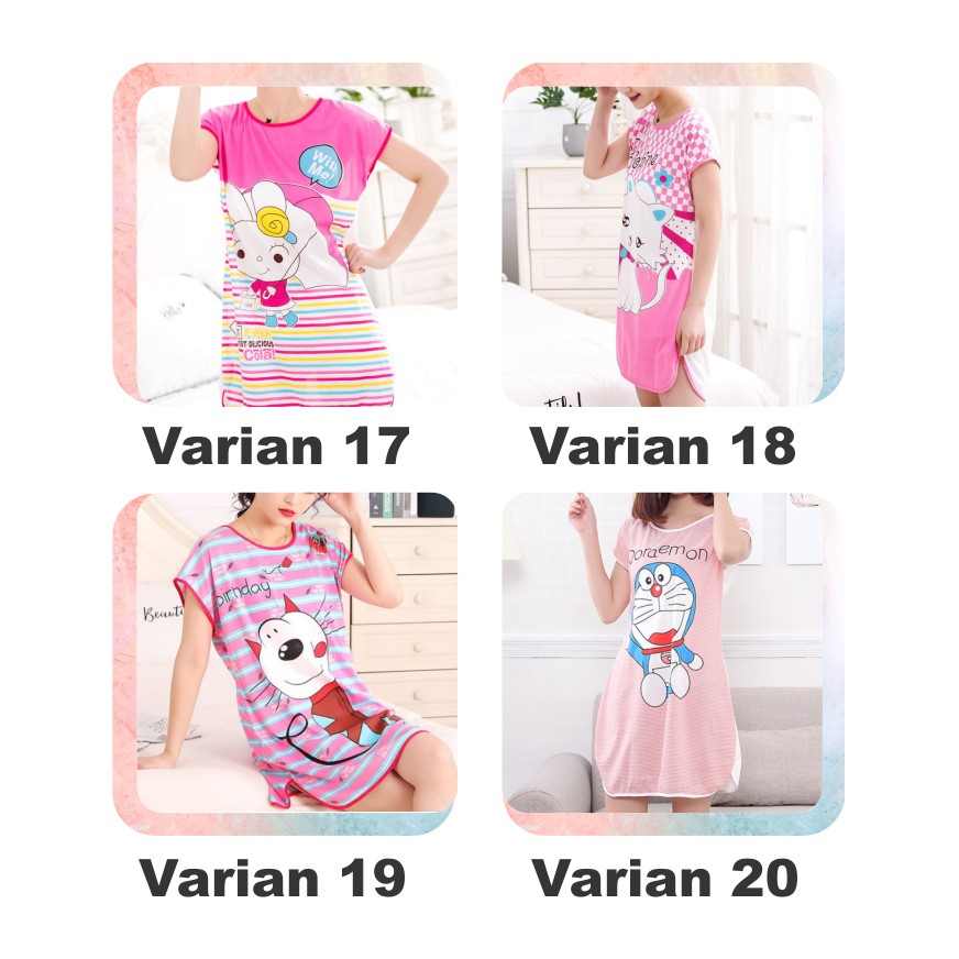 ❀ Chingu ❀ PW061 COD Baju Tidur Wanita Piyama Motif Kartun Lucu Pakaian Wanita Daster Variasi Import