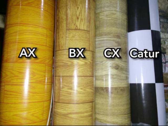 Perlak lantai Vinyl Sponge 1 roll gulung 20m x 2m tebal 1,2mm motif kayu catur coklat
