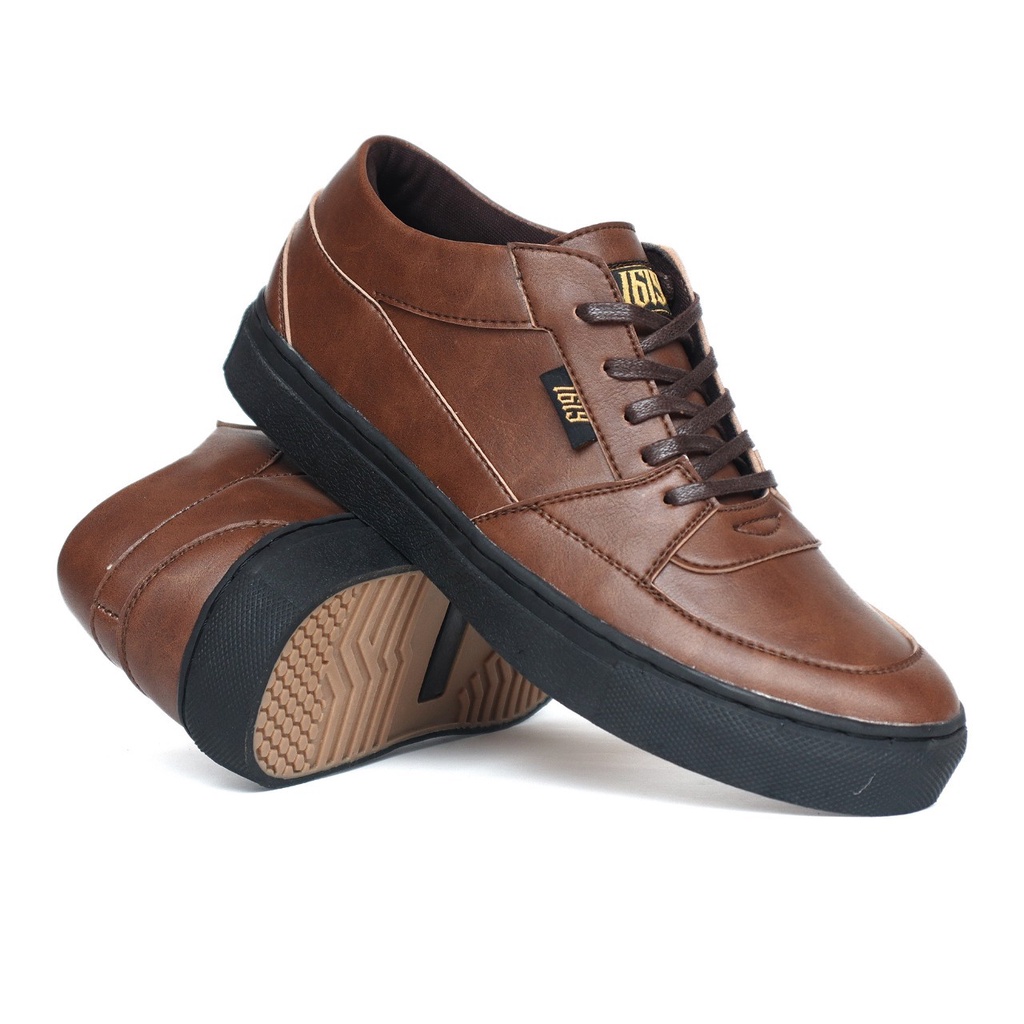 Sepatu Casual Snekaers Kuliah Sekolah Formal Pansus Pria Original Coklat Kulit Sapi asli Murah Keren