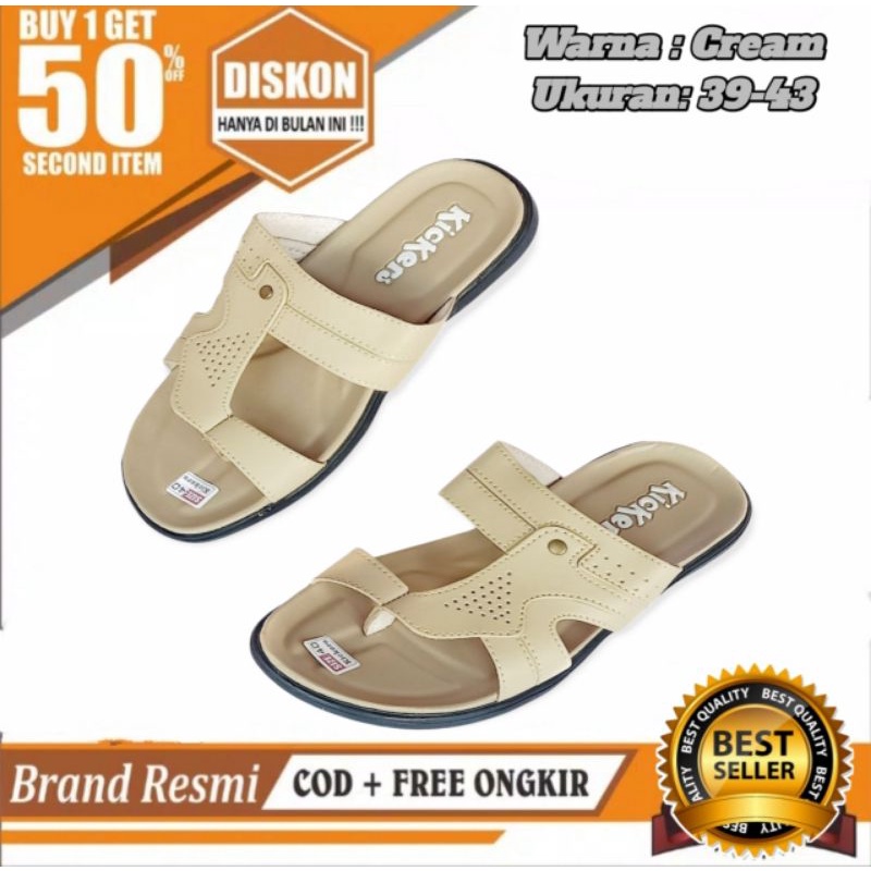 Sandal Japit Pria / Sandal Kulit Casual / Sandal pria Terbaru Distro Jepit kekinian Kickers