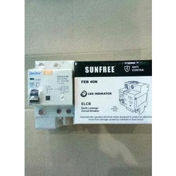 Anti Kontak ELCB 40 A Sunfree FEB 40N disertai Led indikator ( SNI )