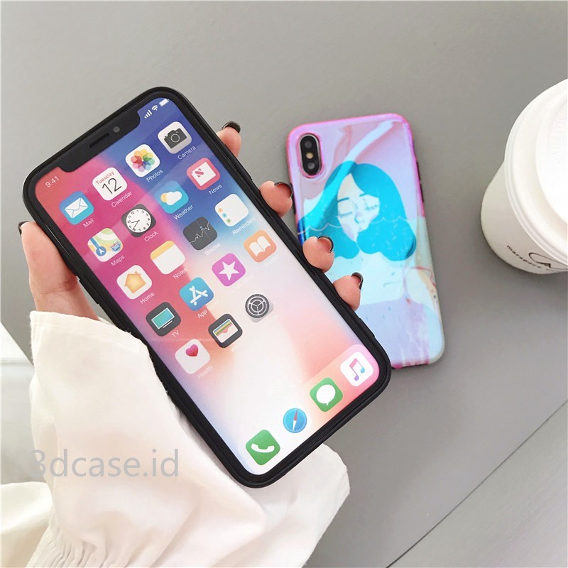 Casing Apple Compatible For iPhone 6 6S 6Plus 7 7Plus 8 8Plus X XR XSMAX Belakang Motif Girl Blue-ray Soft Caase