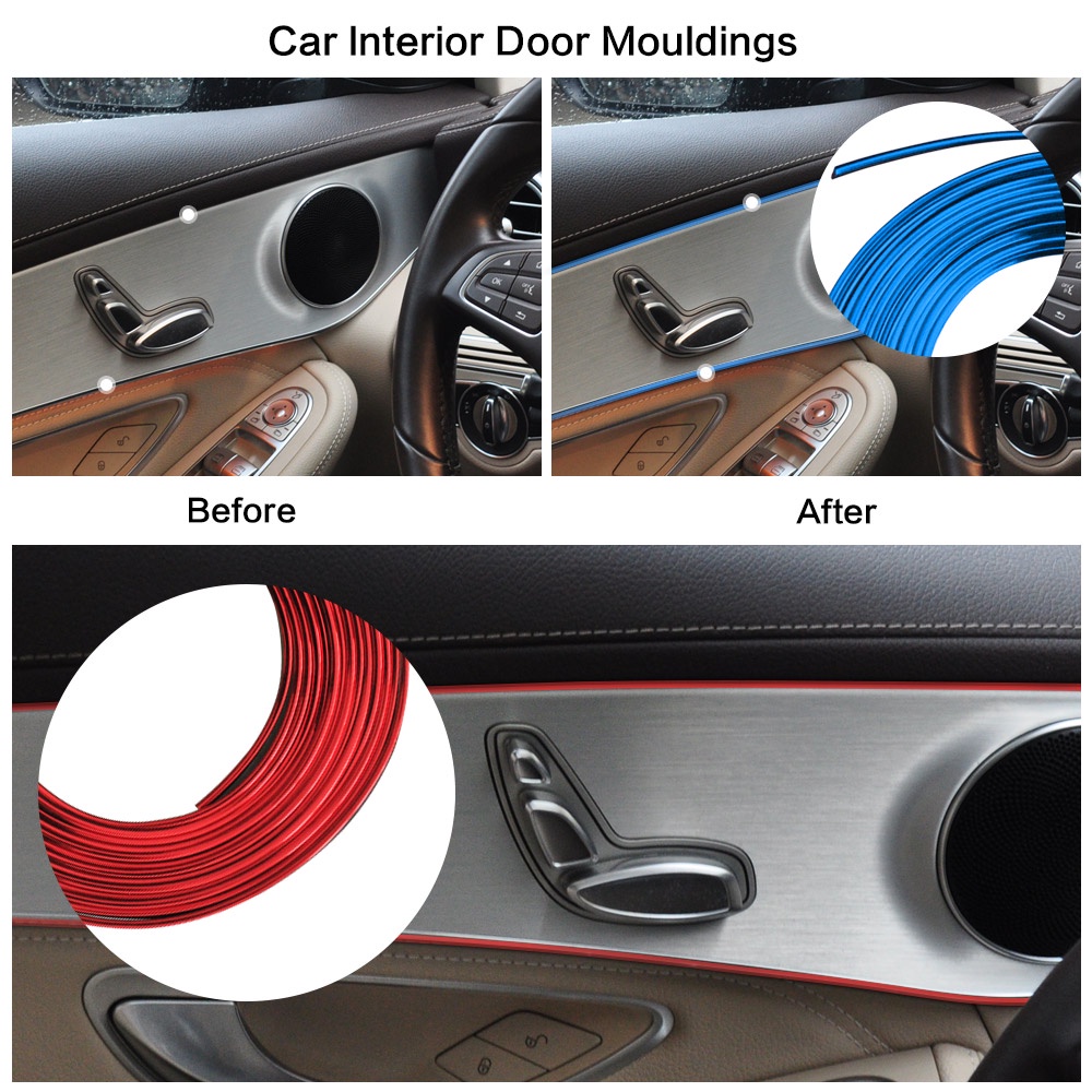 Strip trim Dekorasi interior Pintu / dashboard Mobil universal Panjang 5m / 3m Dengan scraper