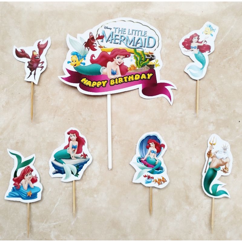 hiasan dekorasi kue cake topper ulang tahun karakter Ariel Little Mermaid