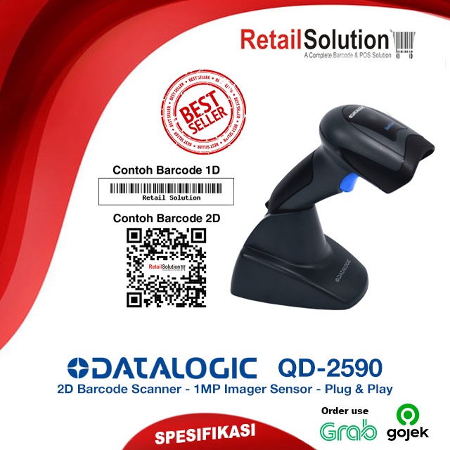 Barcode Scanner 2D Imager USB - Datalogic Data Logic QD2590 / QD-2590 pengganti QD2430