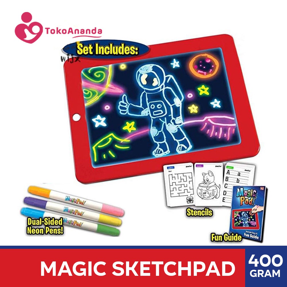 MAINAN PAPAN EDUKASI MAGIC GLOW DRAWING A4 BOARD PAPAN MENGGAMBAR CAHAYA LCD DRAWING PAD BAGUS MURAH