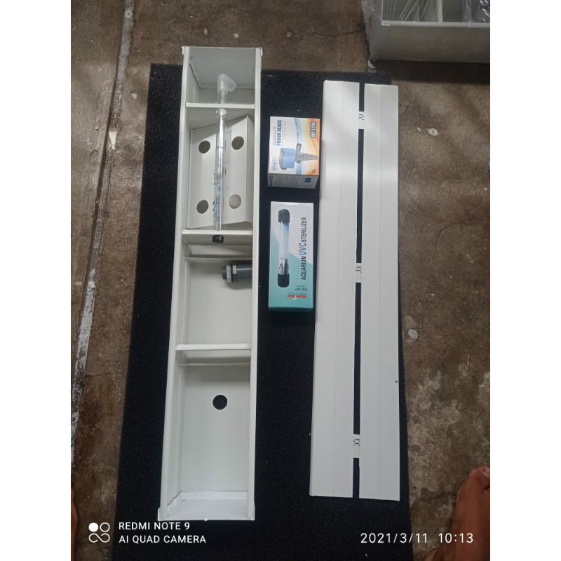 Talang Filter aquarium uk 70cm+tutup+lampu uv dan pompa