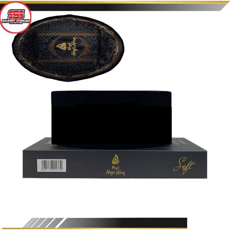 PECI SONGKOK HAJI ALAY DELUXE SUPER PREMIUM KOPYAH HITAM POLOS AC & NON AC