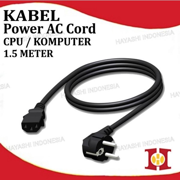 Kabel Power AC Cord Listrik Komputer PC CPU Desktop Cable 3 Lubang Pin