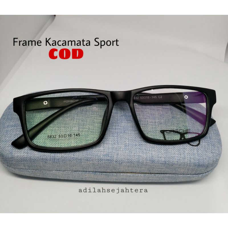 TERMURAH! Frame PORSCHE 8832 Paket Lensa Photocromic Anti Radiasi Minus/Normal Frame Sport Kacamata 