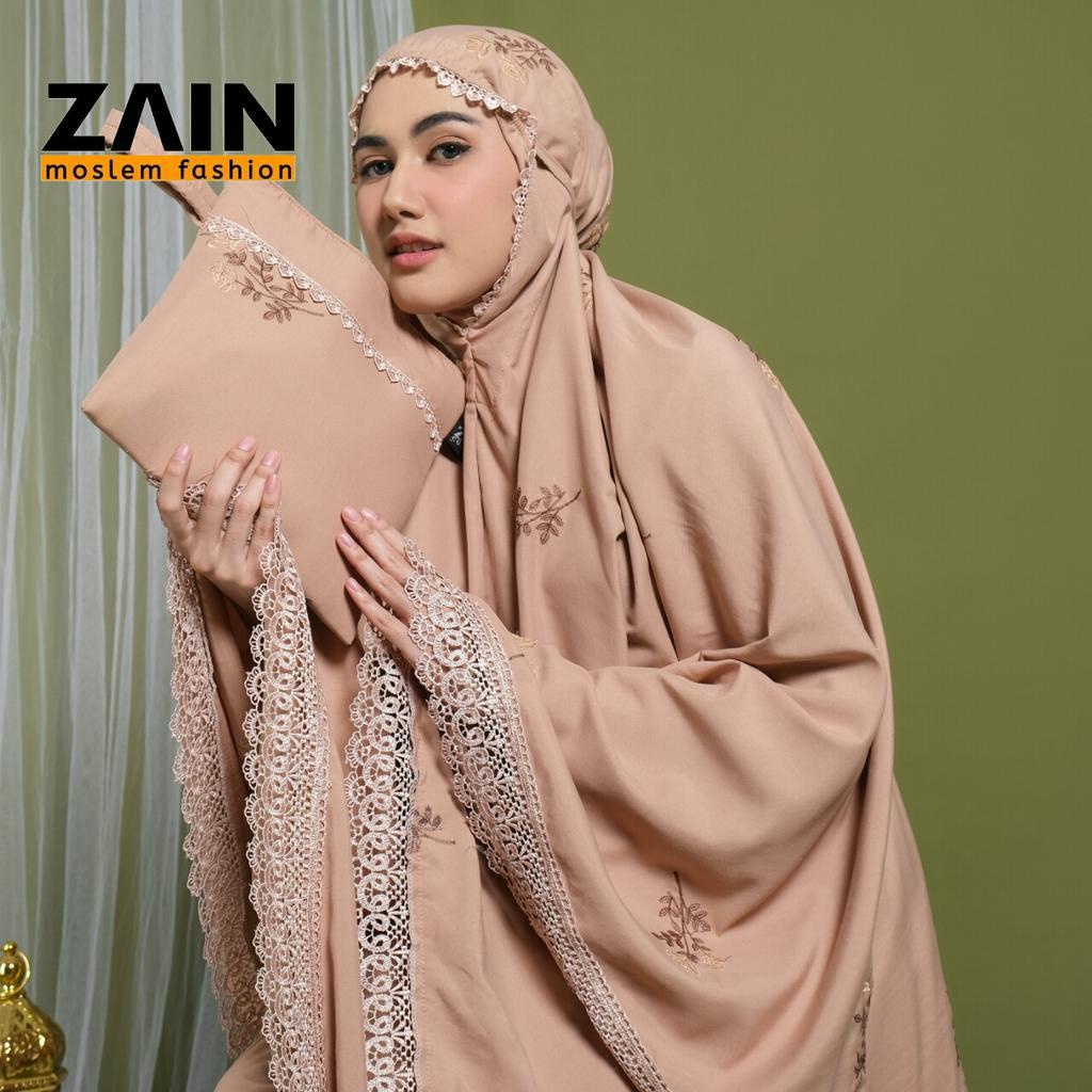 ZAIN - Mukena Dewasa Katun Premium Bordir Bunga Camelia Cantik Jumbo