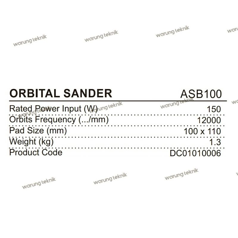 DCA ASB100 AMPLAS AMPLAS KOTAK ORBITAL PALM SANDER 100 X 110 MM