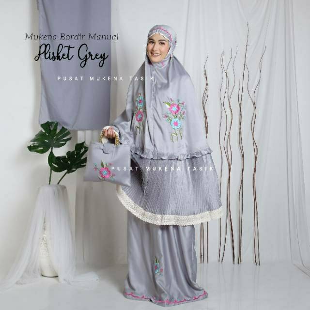 MUKENA VELVET DEWASA BORDIR MANUAL PLISKET | GROSIR BELI MUKENA PRISKET MURAH AMORA