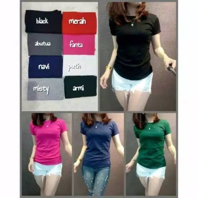 BASIC ONECK KAOS POLOS WANITA CEWEK BAHAN ADEM NYAMAN