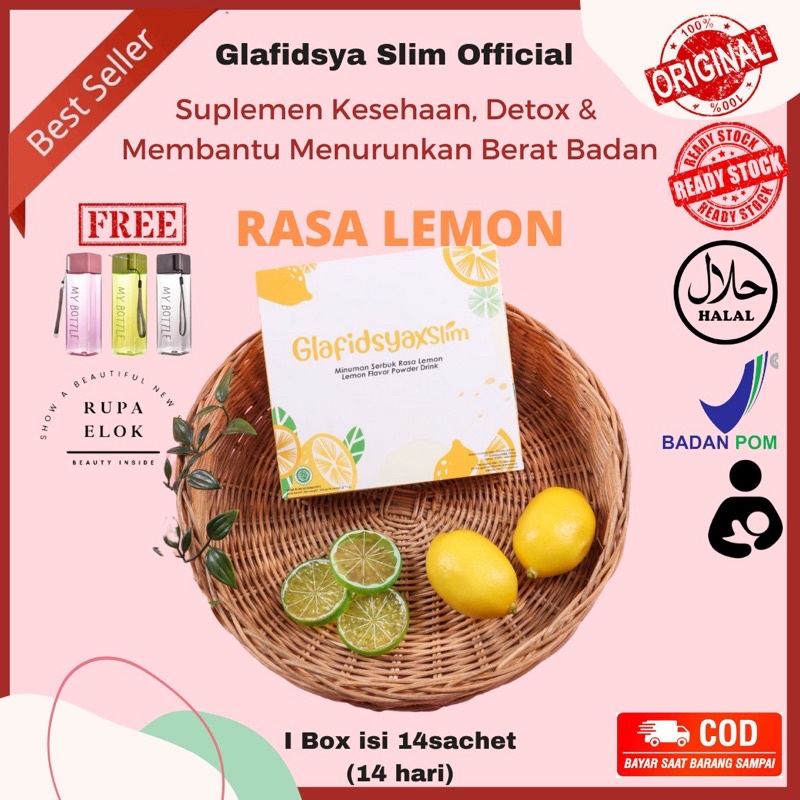 Glafidsya Slim Official bubuk minuman diet ampuh rasa lemon dan guava sekaligus makanan tinggi fiber