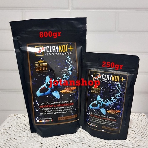 Claykoi Clay koi Hitam 250gr Plus Activated Charcoal Penjernih kolam ikan