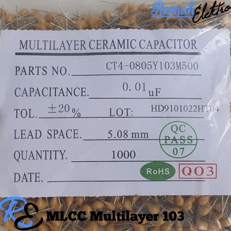 Kapasitor 103 MLCC Multilayer Ceramic Capacitor 103