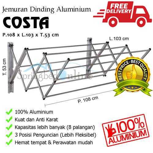 Jemuran Tembok Dinding Aluminium Costa - Free Ongkir Jabodetabek Semarang