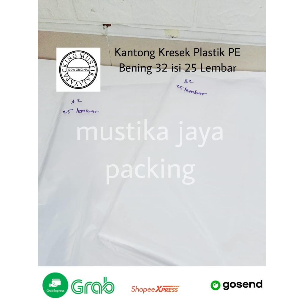MURAH Kantong Kresek Plastik PE Bening PARTY 32 isi 25pcs