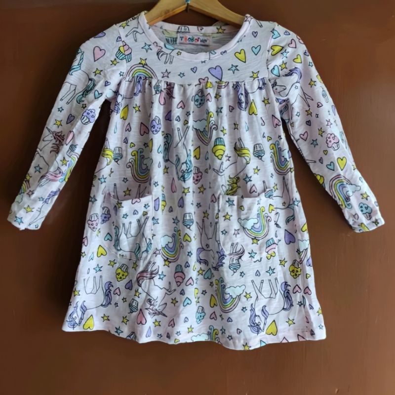 (1 - 3Tahun) Baju Dress Anak Perempuan Cewek Lengan Panjang Bobokids Quilla Usia 1-3 Tahun