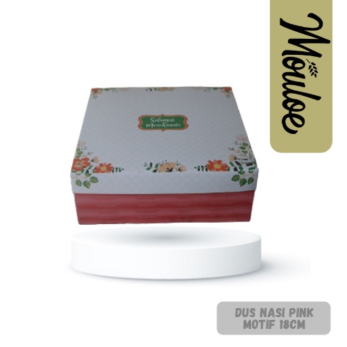 DUS NASI MOTIF WARNA PINK UKURAN 18 | Mouloemart | dus nasi atau kue tebal dengan laminasi