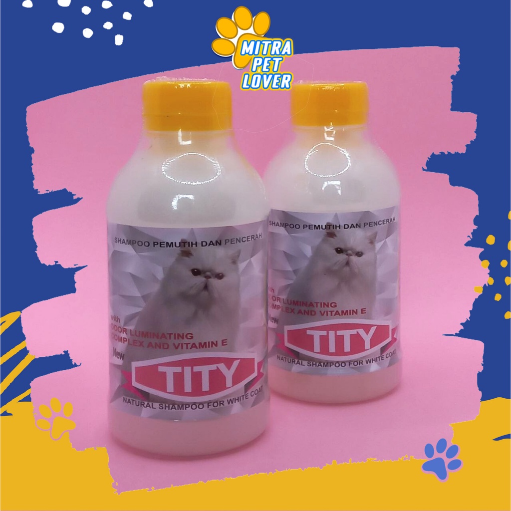 SHAMPO KUCING BERBULU PUTIH - TITY SHAMPOO 250 ML ORIGINAL - BULU MENJADI HALUS BERSIH LEMBUT WANGI HARUM , MENGHALUSKAN MELEMBUTKAN PET ANIMAL HEALTHCARE AND VETERINARY TAMASINDO OBAT KESEHATAN DAN VITAMIN TERNAK HEWAN BINATANG PELIHARAAN MITRAPETLOVER