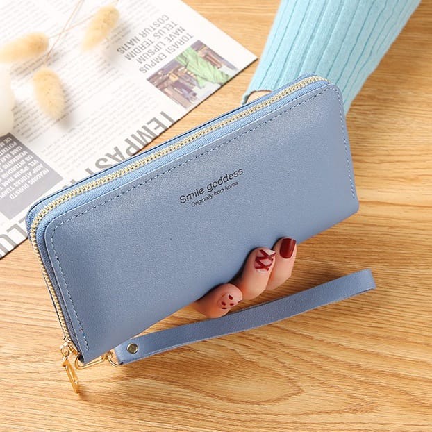 ♥TASBLUE♥C079-59 COD DOMPET PANJANG WANITA IMPORT MURAH DOMPET WANITA PANJANG+TALI-BIRU