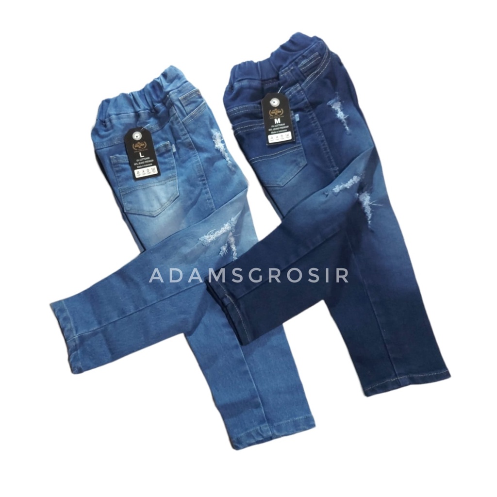 Celana Panjang Soft Jeans Ripped PREMIUM / Celana Jeans Anak Ripped 1-6 Tahun