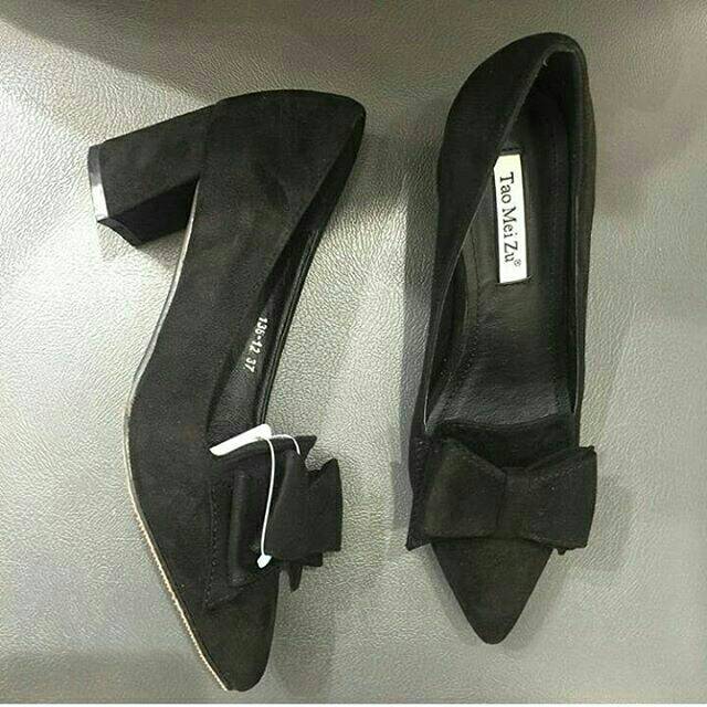 Sale Black import shoes hak tahu / chunky