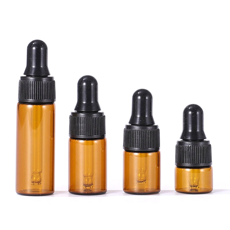 10pcs / Set Botol Kaca Kosong Ukuran 1 / 2 / 3 / 5ml Untuk Essential Oil