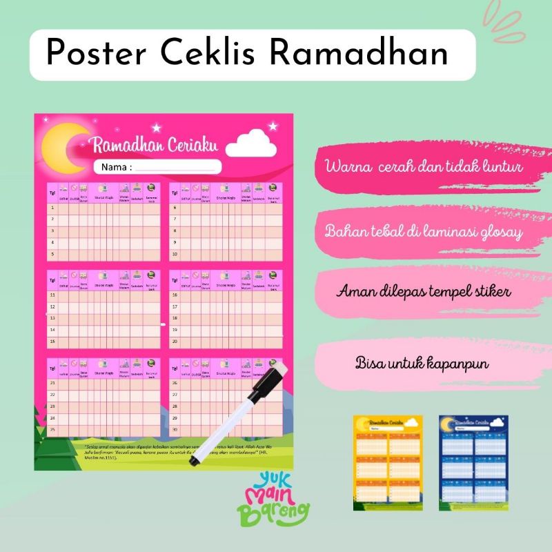 

poster ceklis kegiatan ramadhan