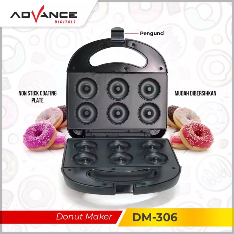 Advance DM306 Donut Maker Teflon Alat Mesin Cetakan Kue Donat Listrik
