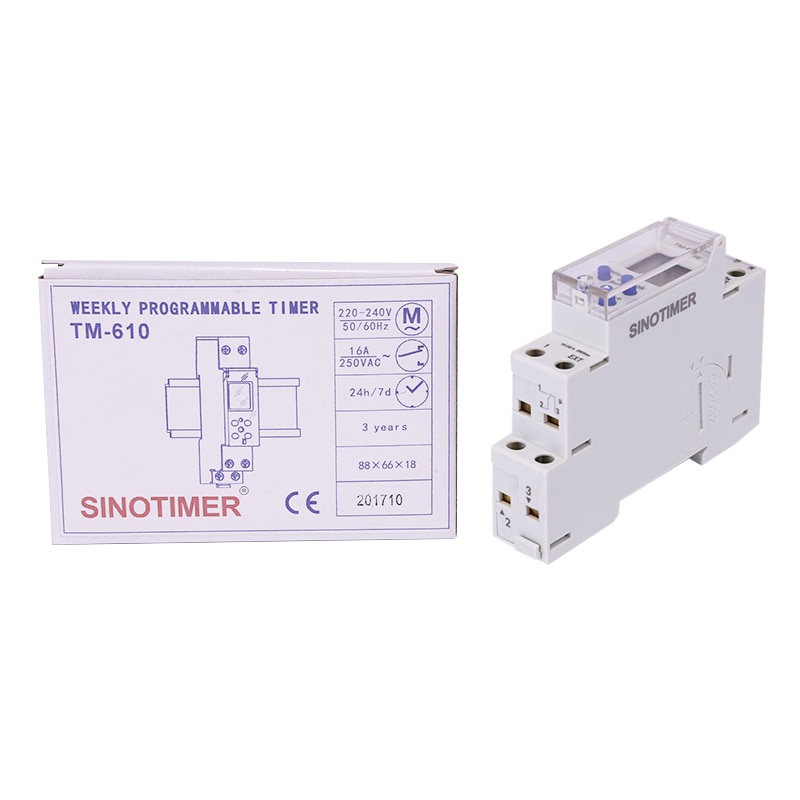 Bisa COD Timer Arus Listrik Otomatis DIN Rail Power Timer Programmable Time Switch Relay 18mm 220V - Sinotimer TM610-2