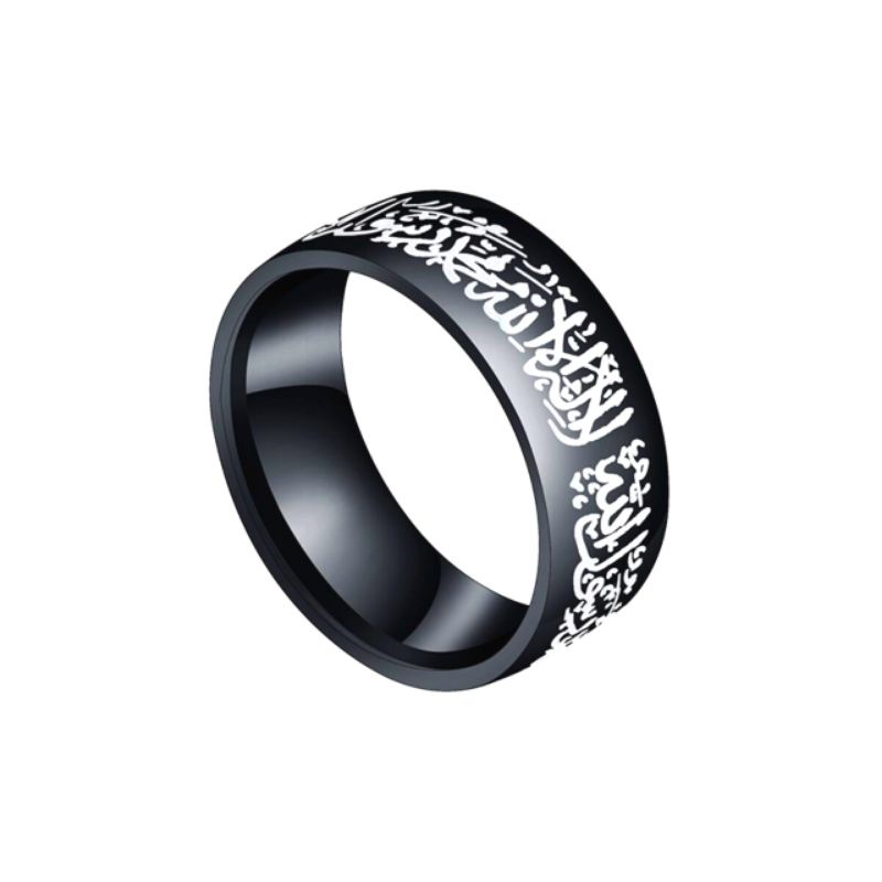 Cincin titanium hitam lafadz tauhid religius